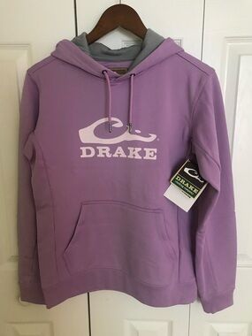 Women’s Drake Lilac Hoodie with Contrasting Gray Trim and White Logo